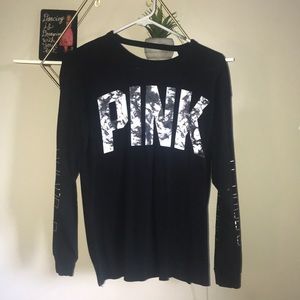 Long sleeve black open back shirt